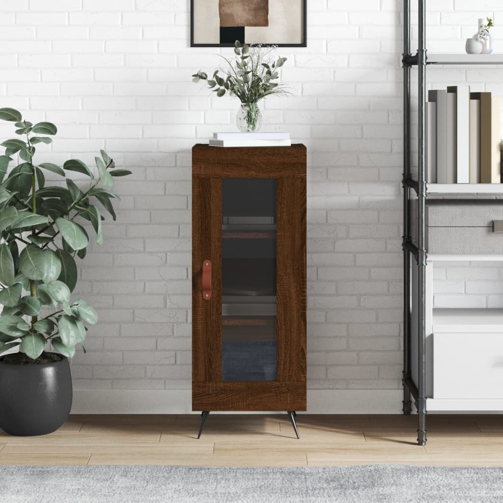 Side cabinet, brown oak, 34.5x34x90cm, engineered wood