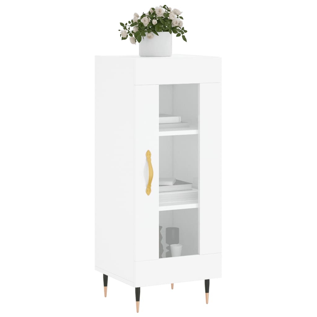 Side cabinet, white, 34.5x34x90cm, engineered wood, high gloss