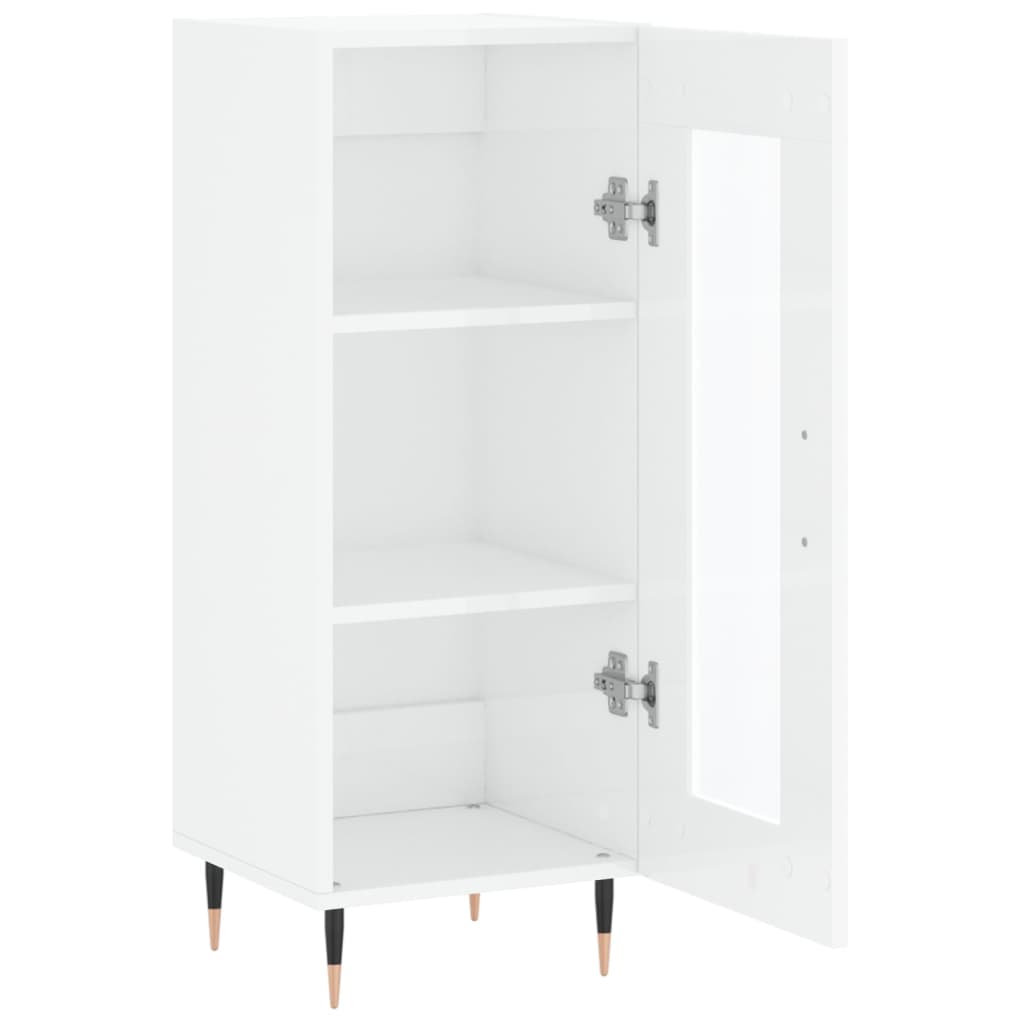 Side cabinet, white, 34.5x34x90cm, engineered wood, high gloss