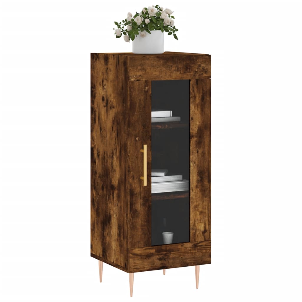 Side cabinet, smoked oak, 34.5x34x90cm, engineered wood