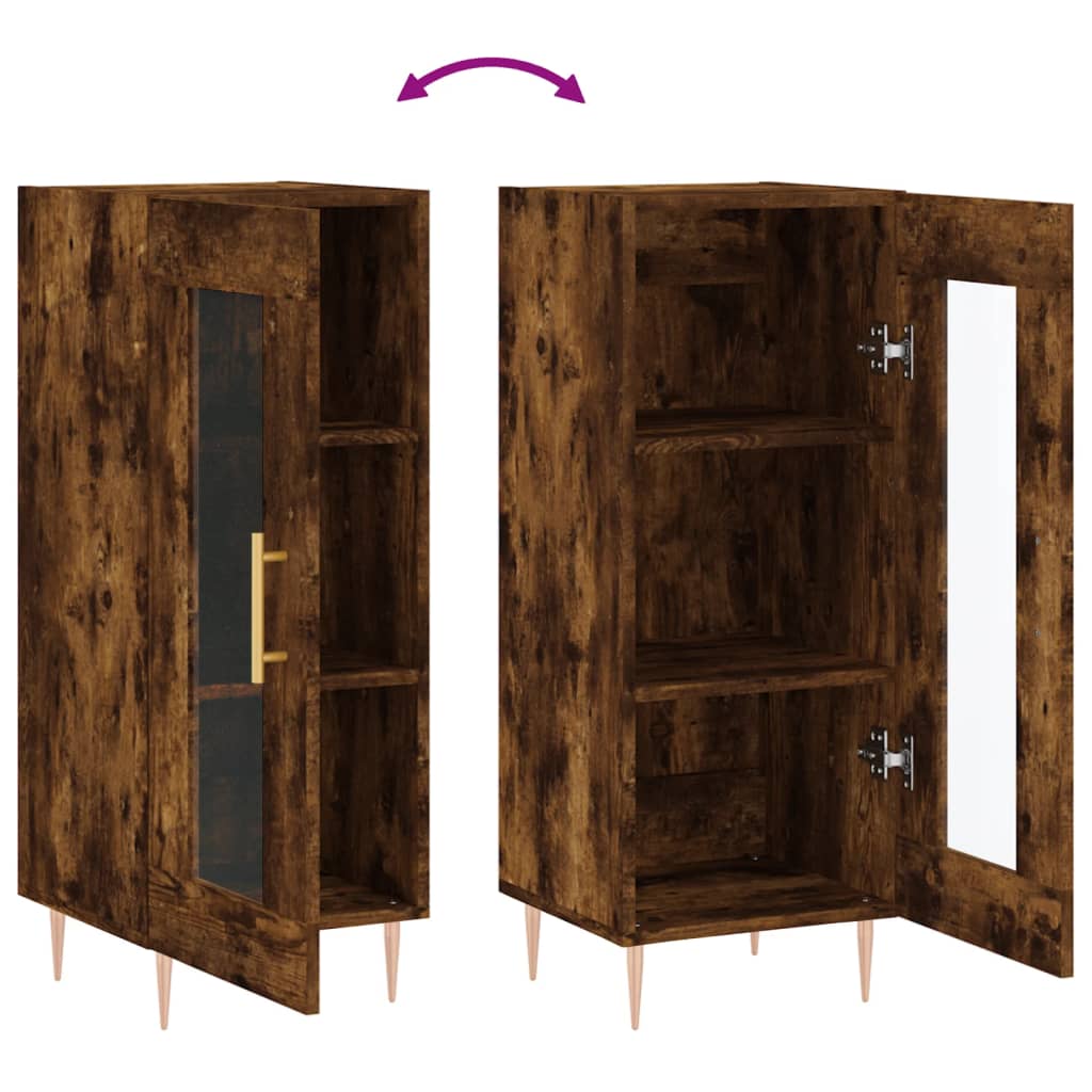 Side cabinet, smoked oak, 34.5x34x90cm, engineered wood