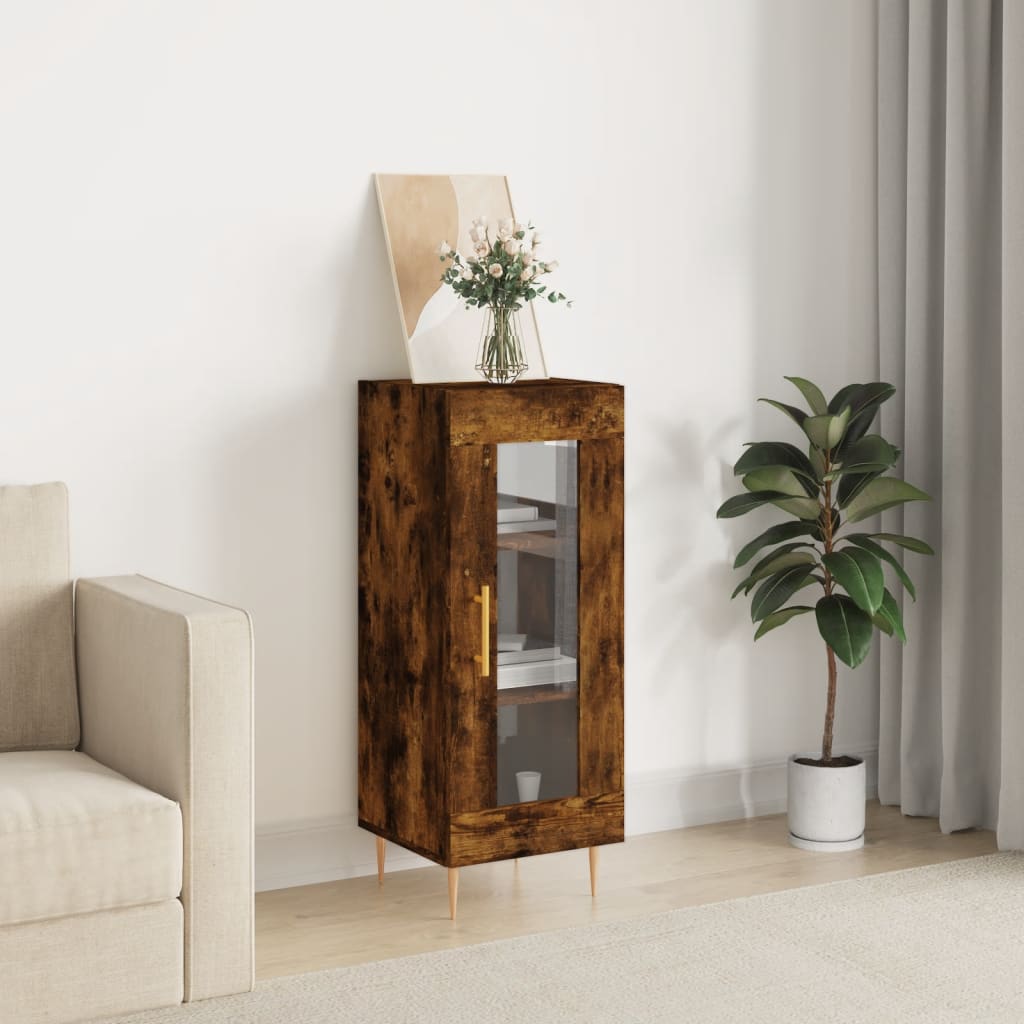 Side cabinet, smoked oak, 34.5x34x90cm, engineered wood