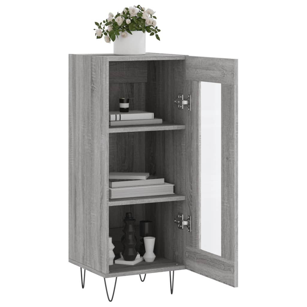 Side cabinet, grey oak, 34.5x34x90cm, engineered wood