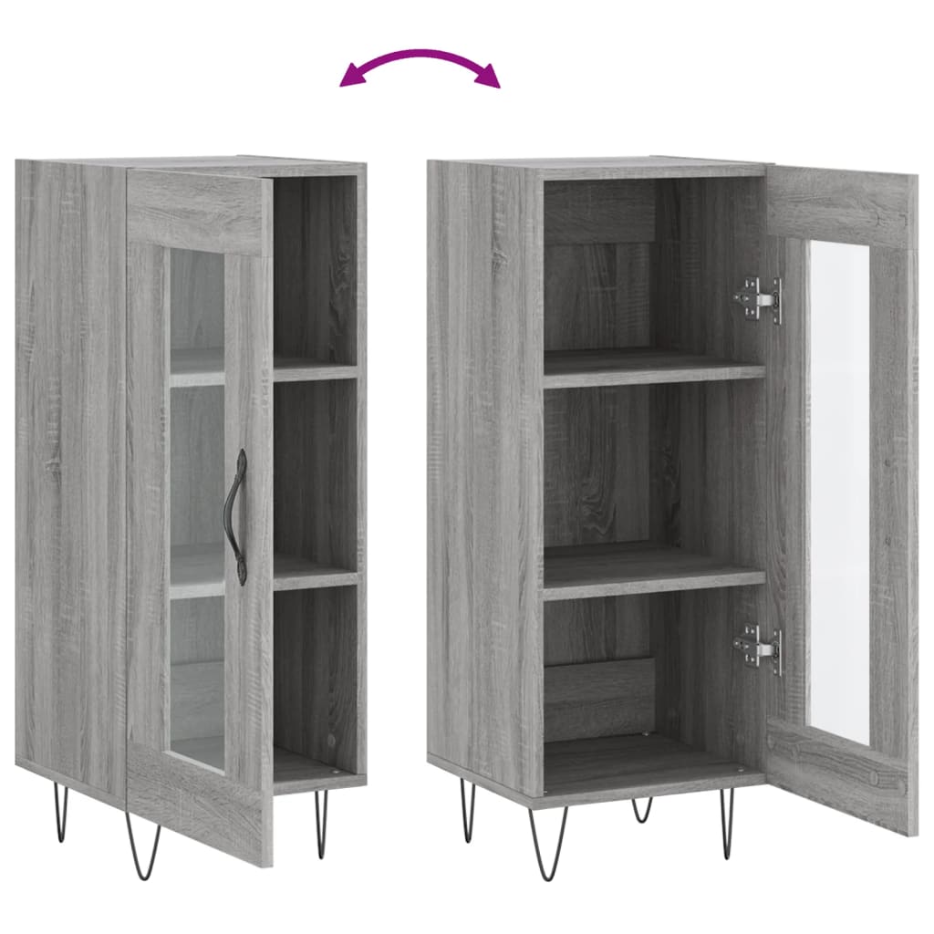 Side cabinet, grey oak, 34.5x34x90cm, engineered wood