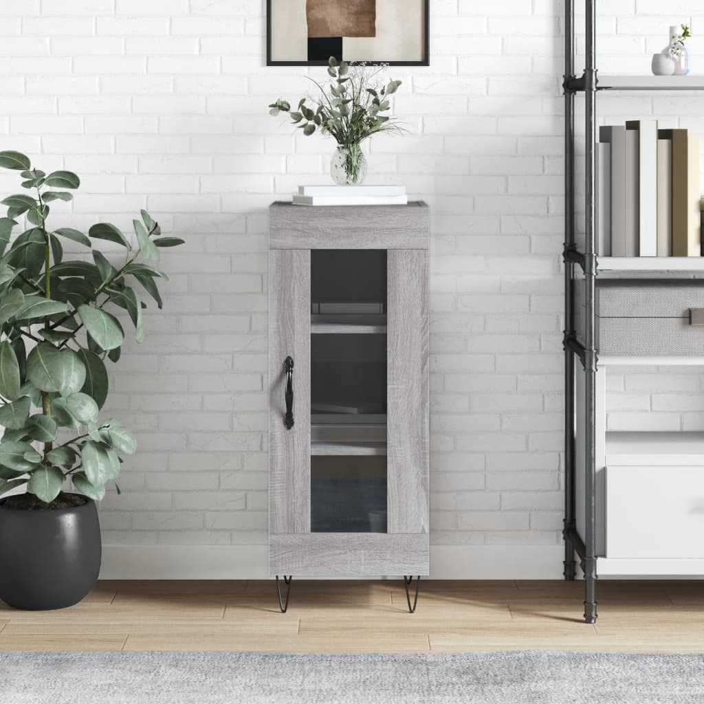 Side cabinet, grey oak, 34.5x34x90cm, engineered wood