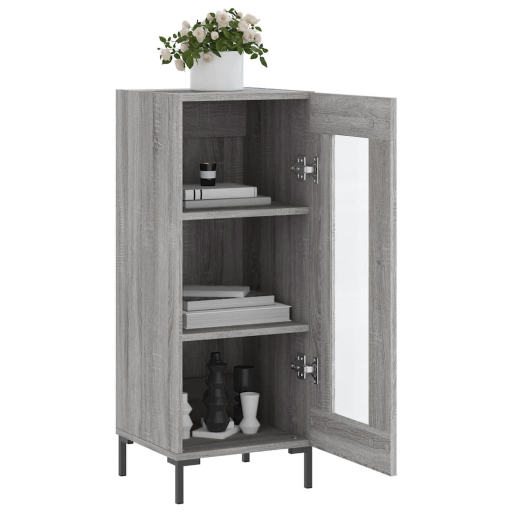 Side cabinet, grey oak, 34.5x34x90cm, engineered wood