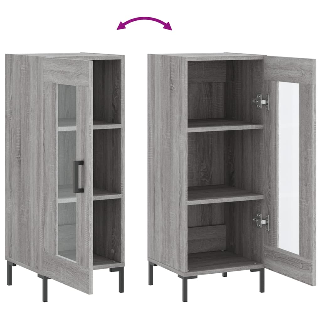 Side cabinet, grey oak, 34.5x34x90cm, engineered wood