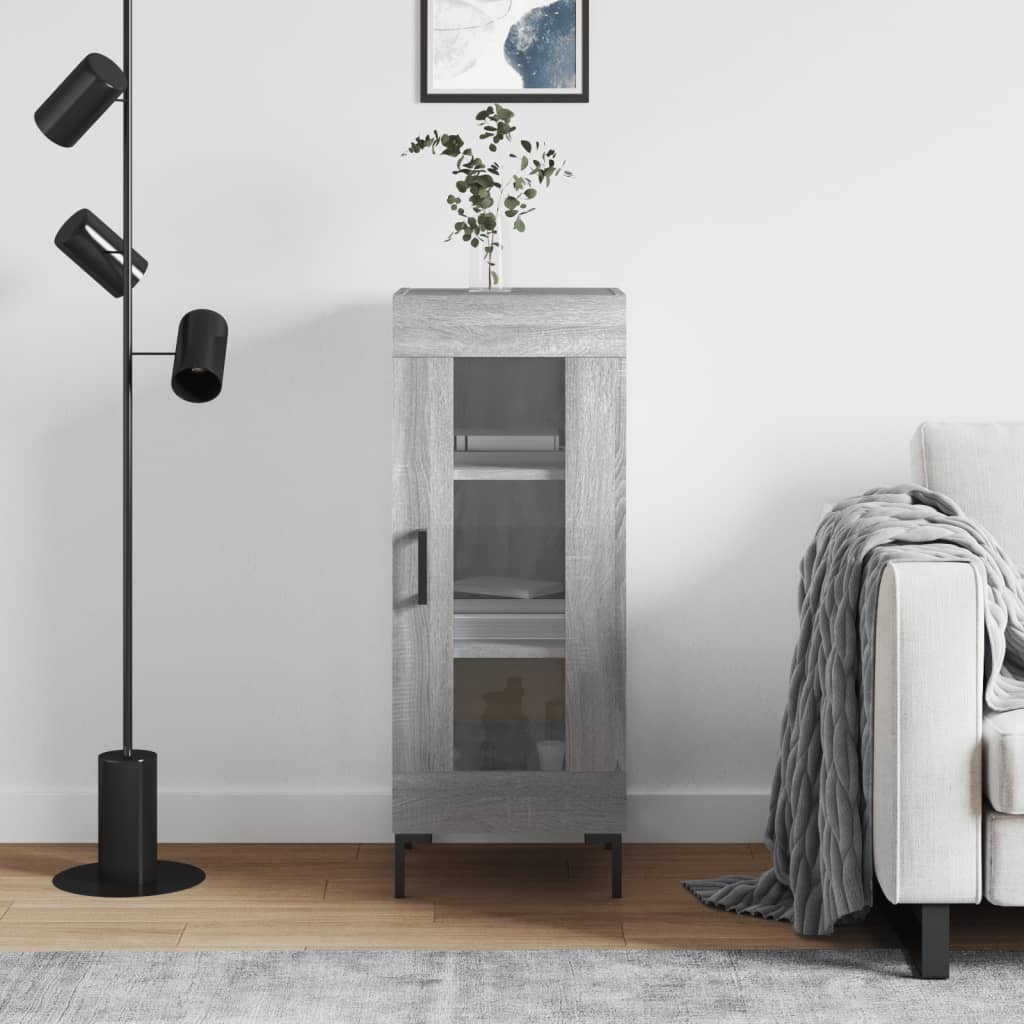 Side cabinet, grey oak, 34.5x34x90cm, engineered wood