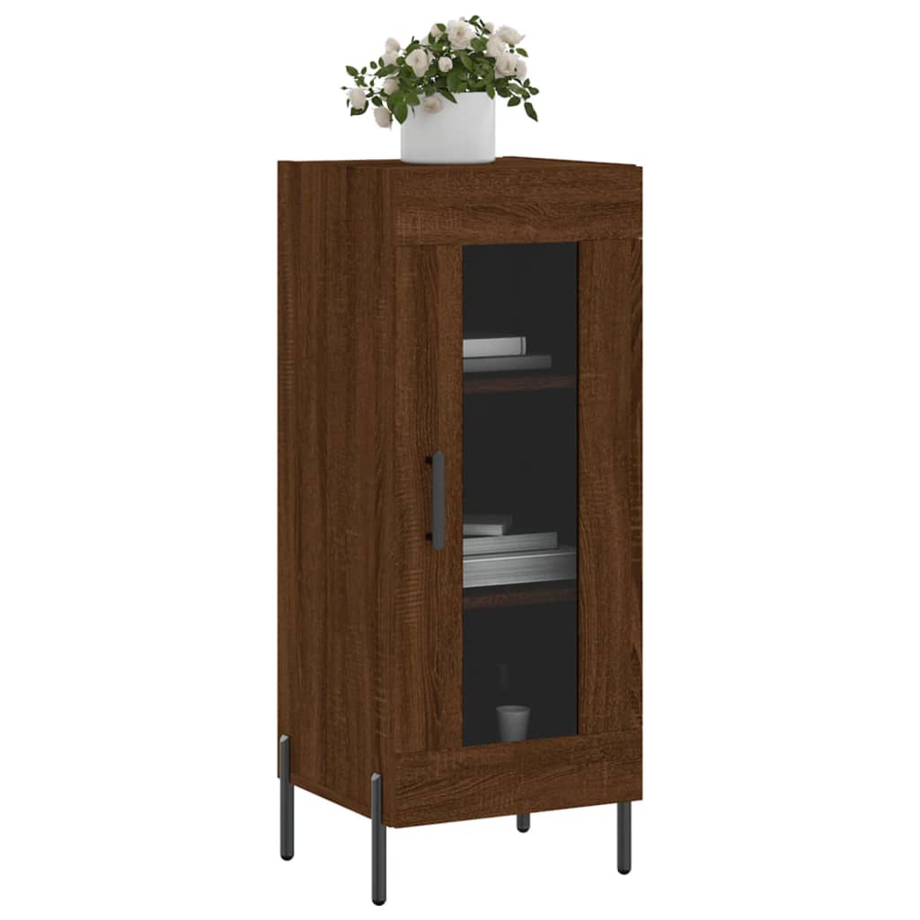 Side cabinet, brown oak, 34.5x34x90cm, engineered wood