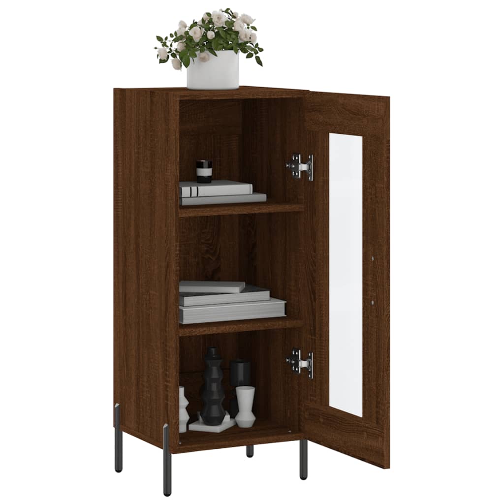 Side cabinet, brown oak, 34.5x34x90cm, engineered wood