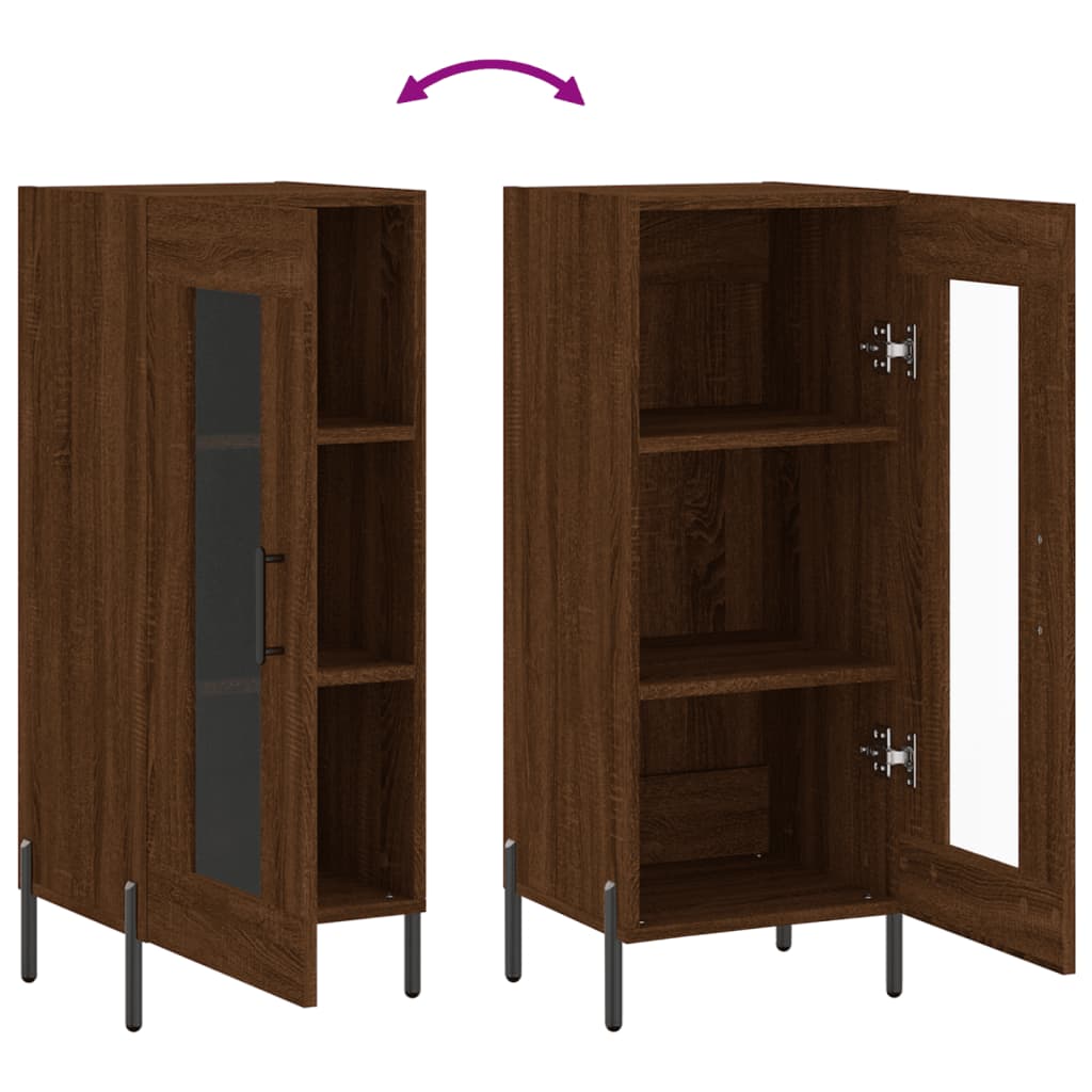 Side cabinet, brown oak, 34.5x34x90cm, engineered wood
