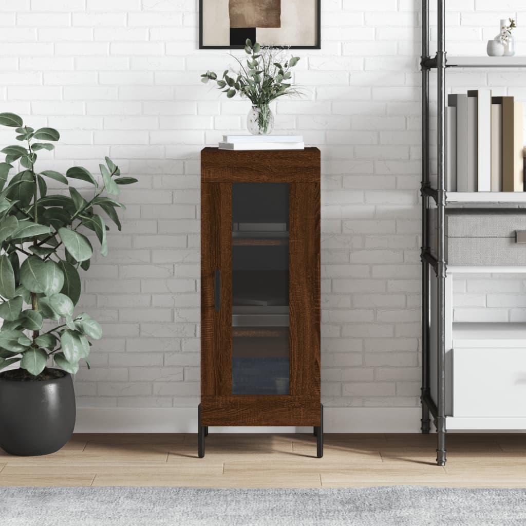 Side cabinet, brown oak, 34.5x34x90cm, engineered wood