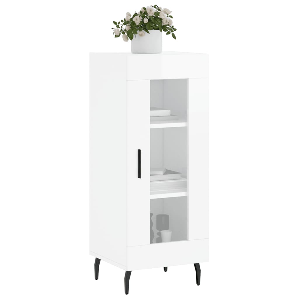 Side cabinet, white, 34.5x34x90cm, engineered wood, high gloss