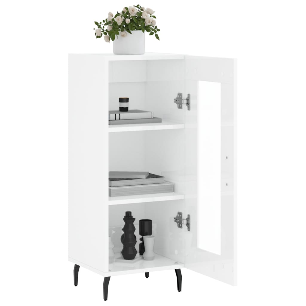 Side cabinet, white, 34.5x34x90cm, engineered wood, high gloss