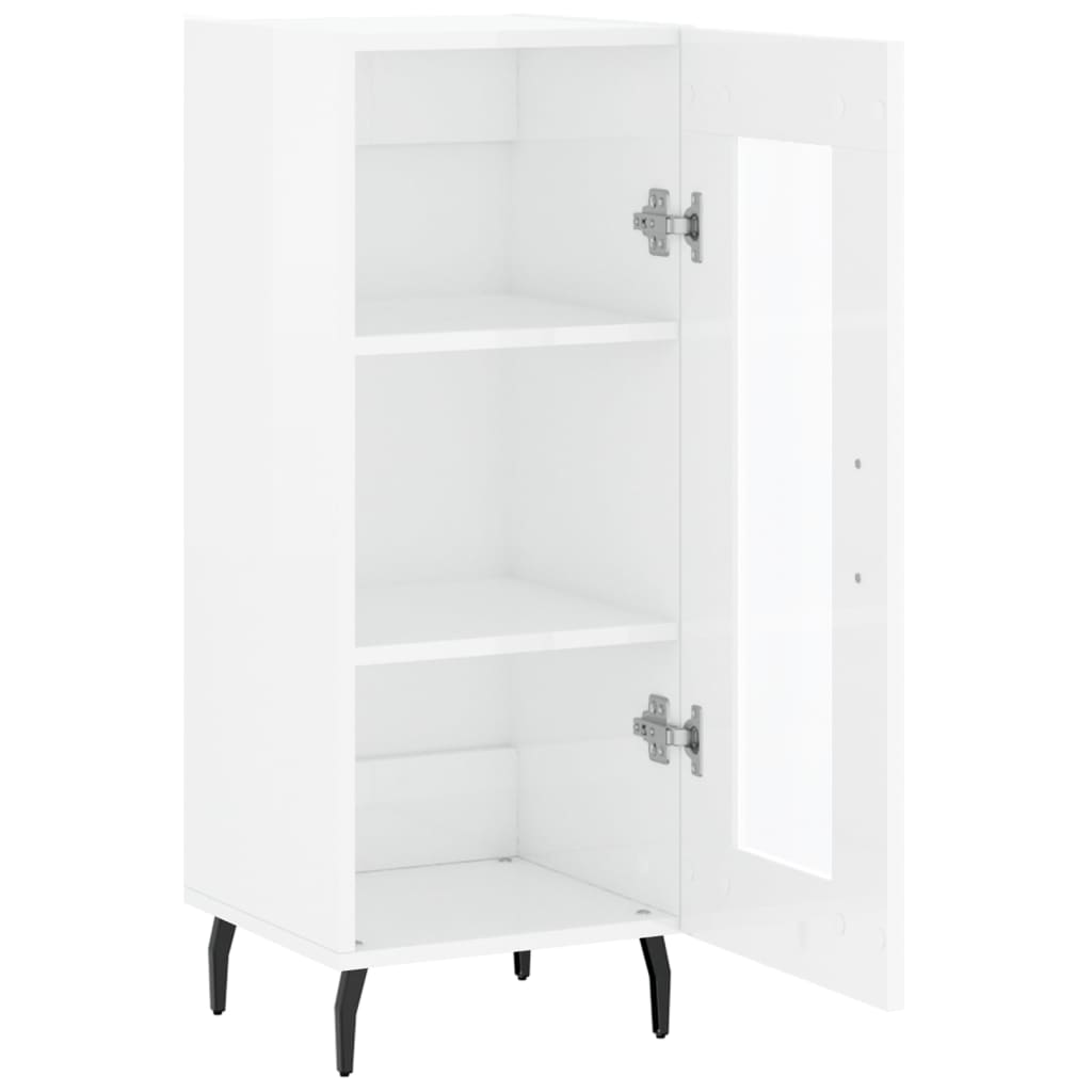 Side cabinet, white, 34.5x34x90cm, engineered wood, high gloss