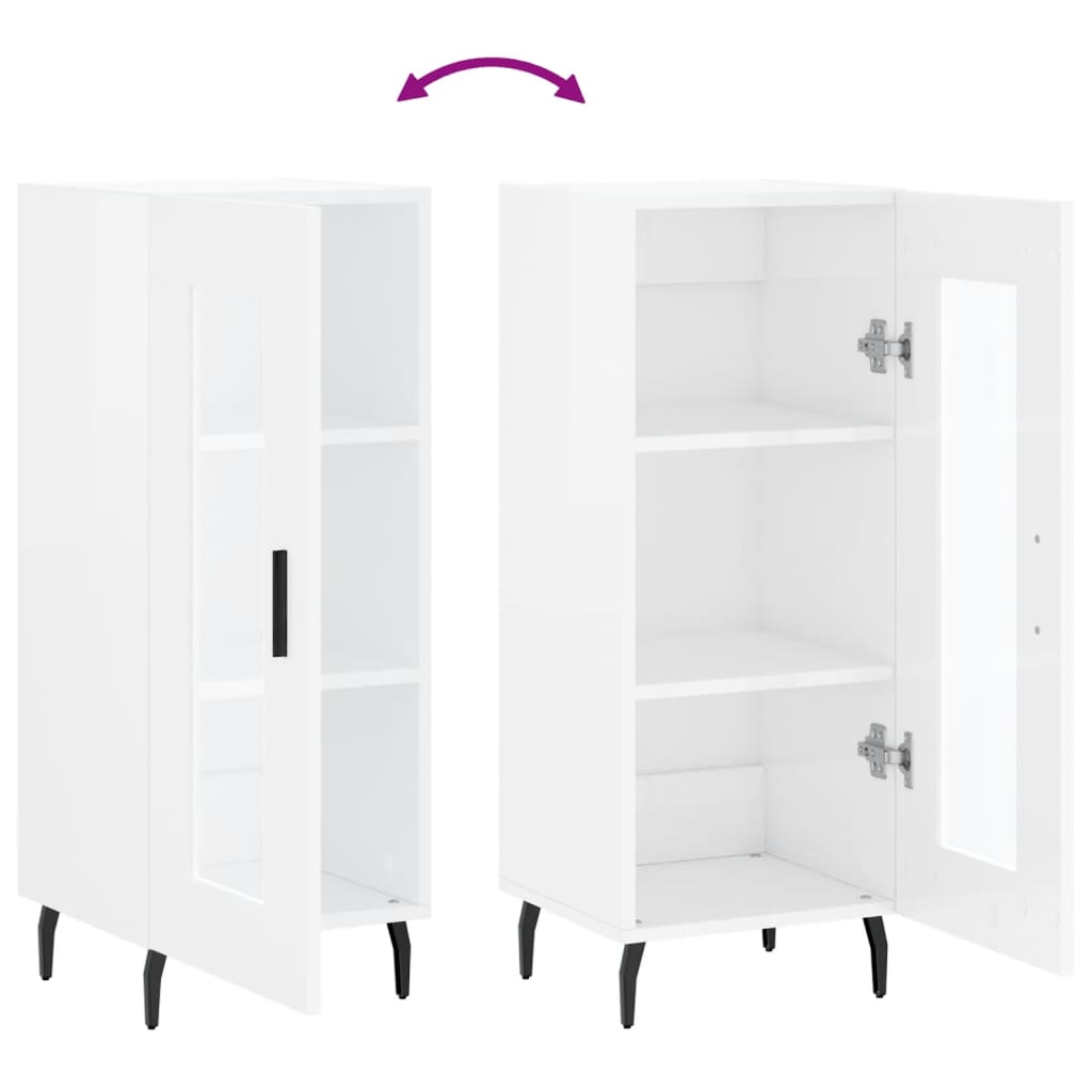 Side cabinet, white, 34.5x34x90cm, engineered wood, high gloss
