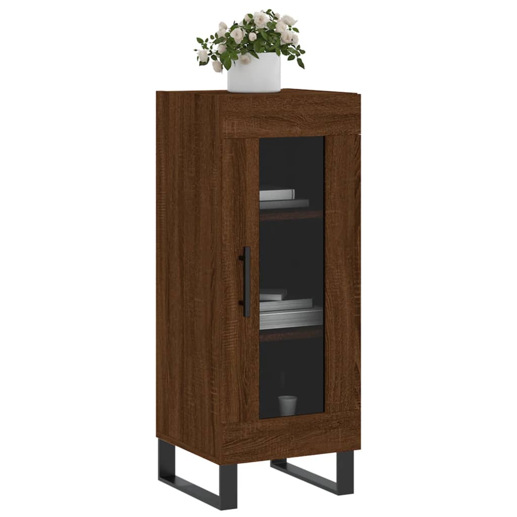 Side cabinet, brown oak, 34.5x34x90cm, engineered wood