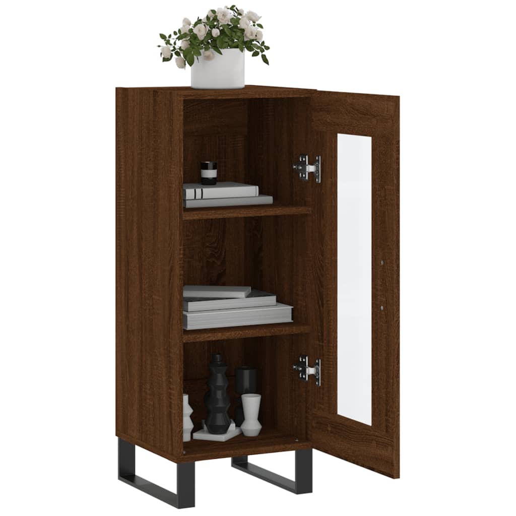 Side cabinet, brown oak, 34.5x34x90cm, engineered wood