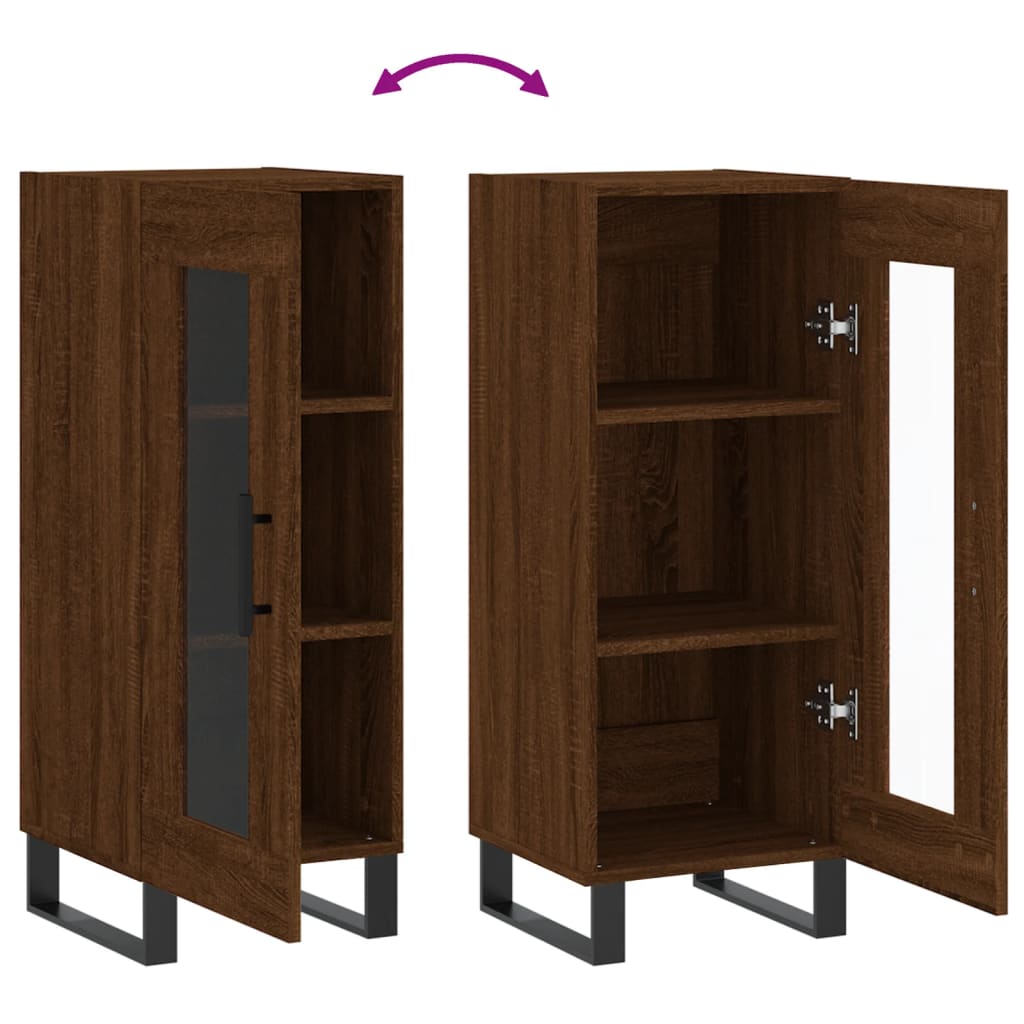 Side cabinet, brown oak, 34.5x34x90cm, engineered wood