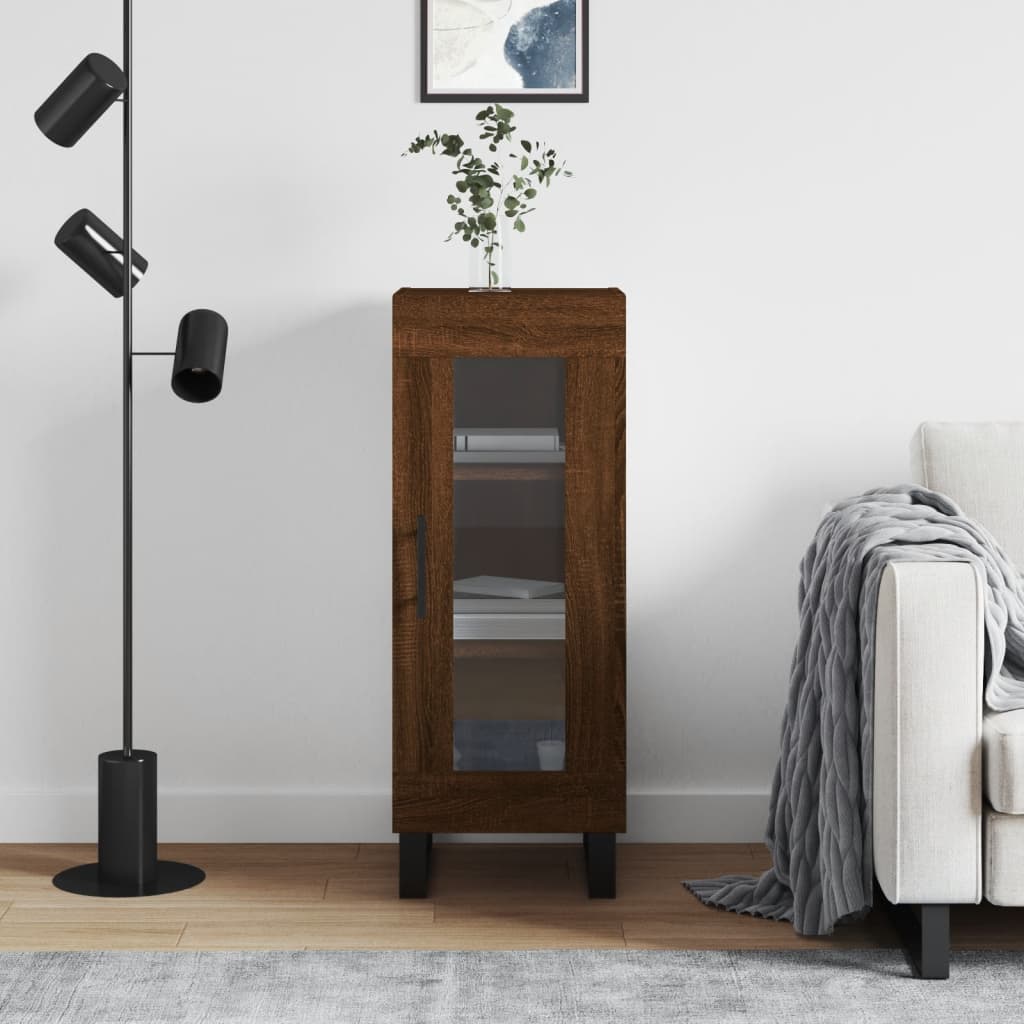 Side cabinet, brown oak, 34.5x34x90cm, engineered wood
