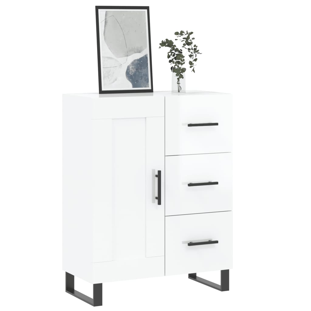 Sideboard, white, 69.5x34x90cm, engineered wood, high gloss