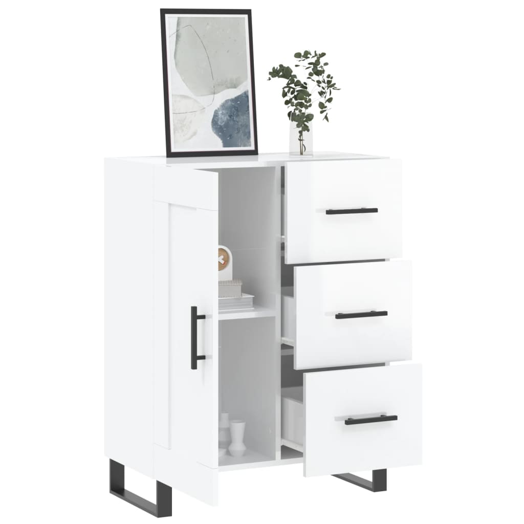 Sideboard, white, 69.5x34x90cm, engineered wood, high gloss