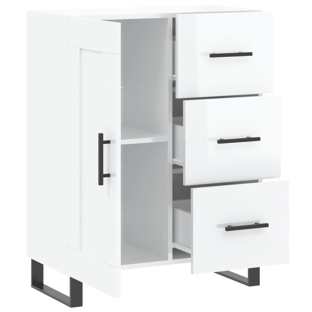Sideboard, white, 69.5x34x90cm, engineered wood, high gloss