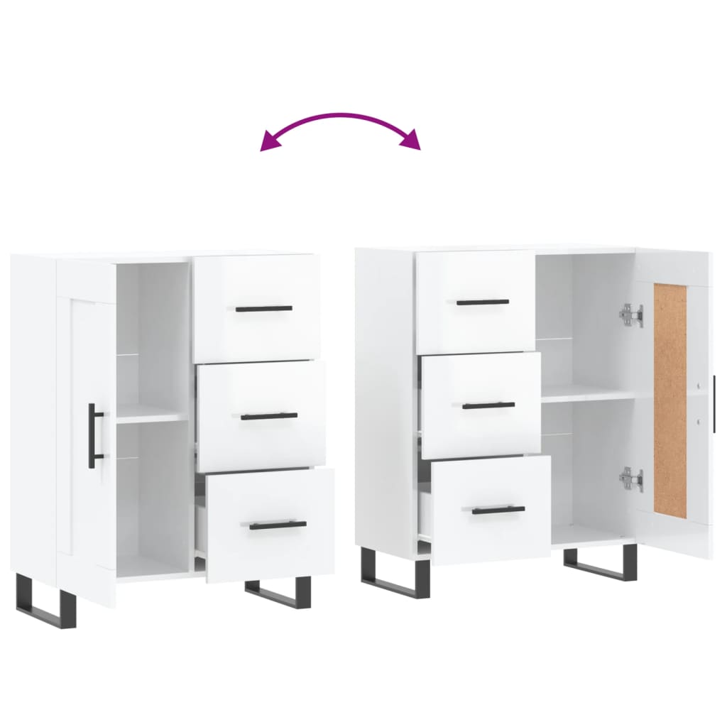 Sideboard, white, 69.5x34x90cm, engineered wood, high gloss