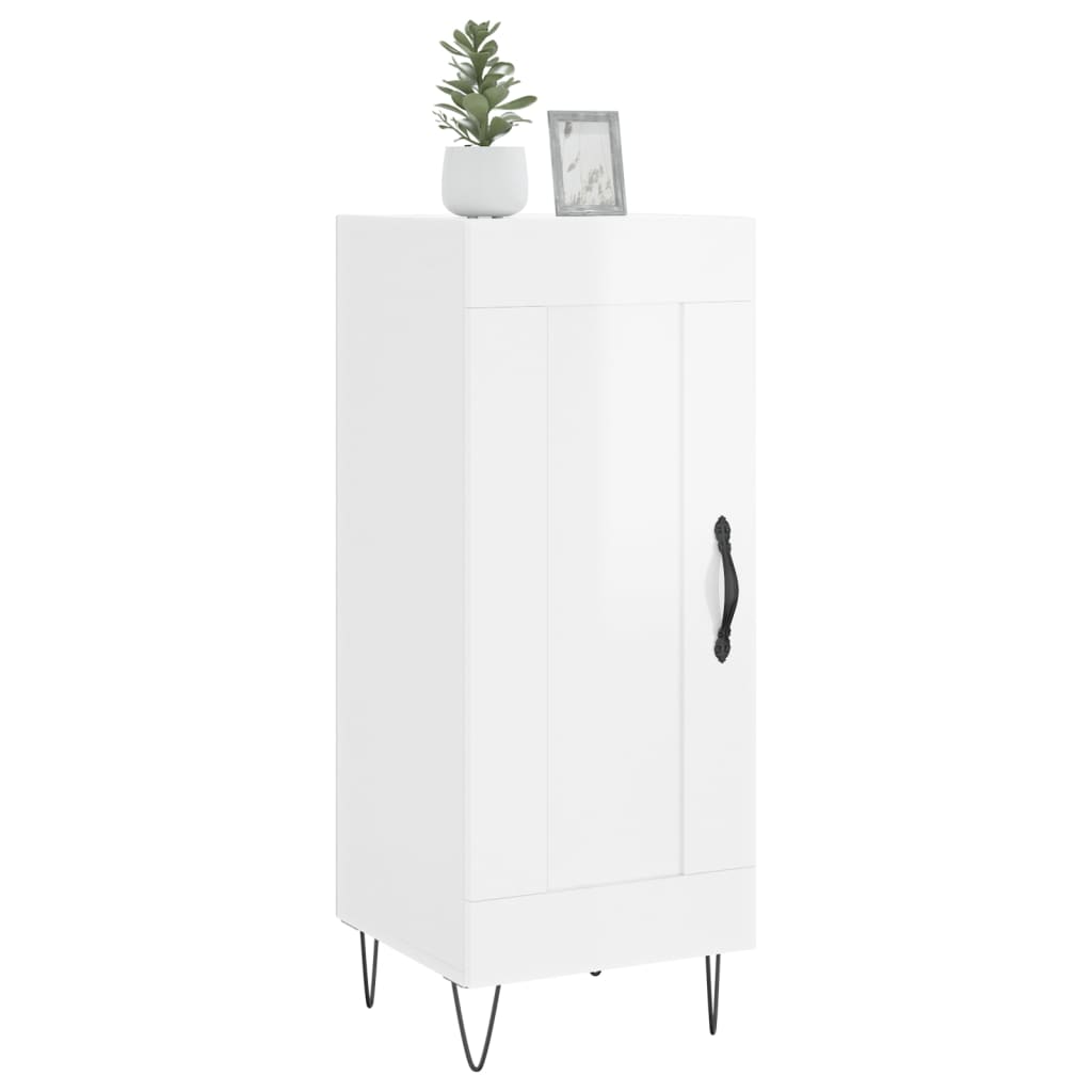 Side cabinet, white, 34.5x34x90cm, engineered wood, high gloss