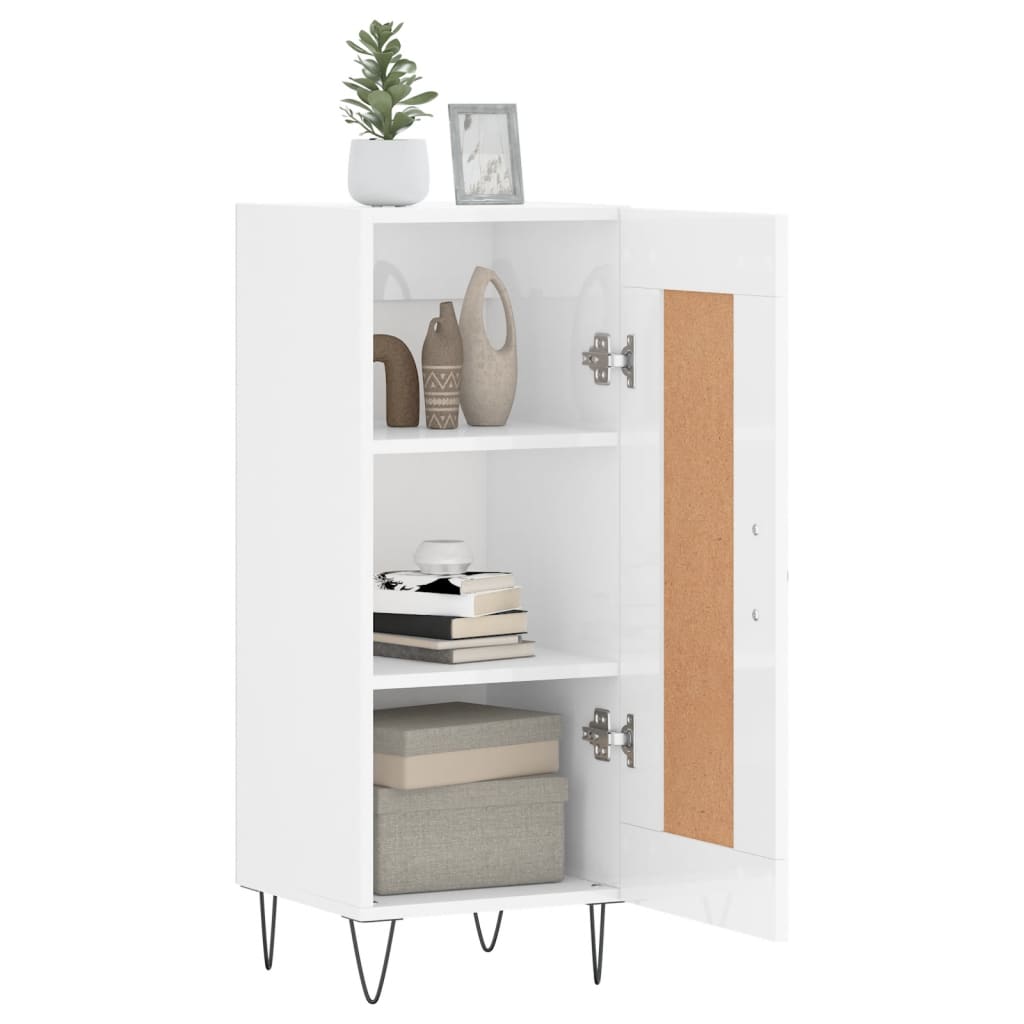 Side cabinet, white, 34.5x34x90cm, engineered wood, high gloss