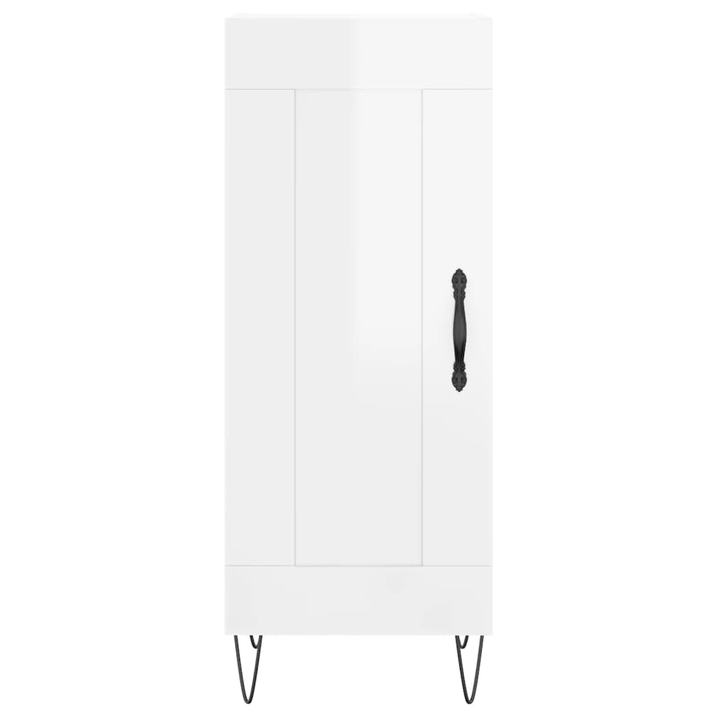Side cabinet, white, 34.5x34x90cm, engineered wood, high gloss