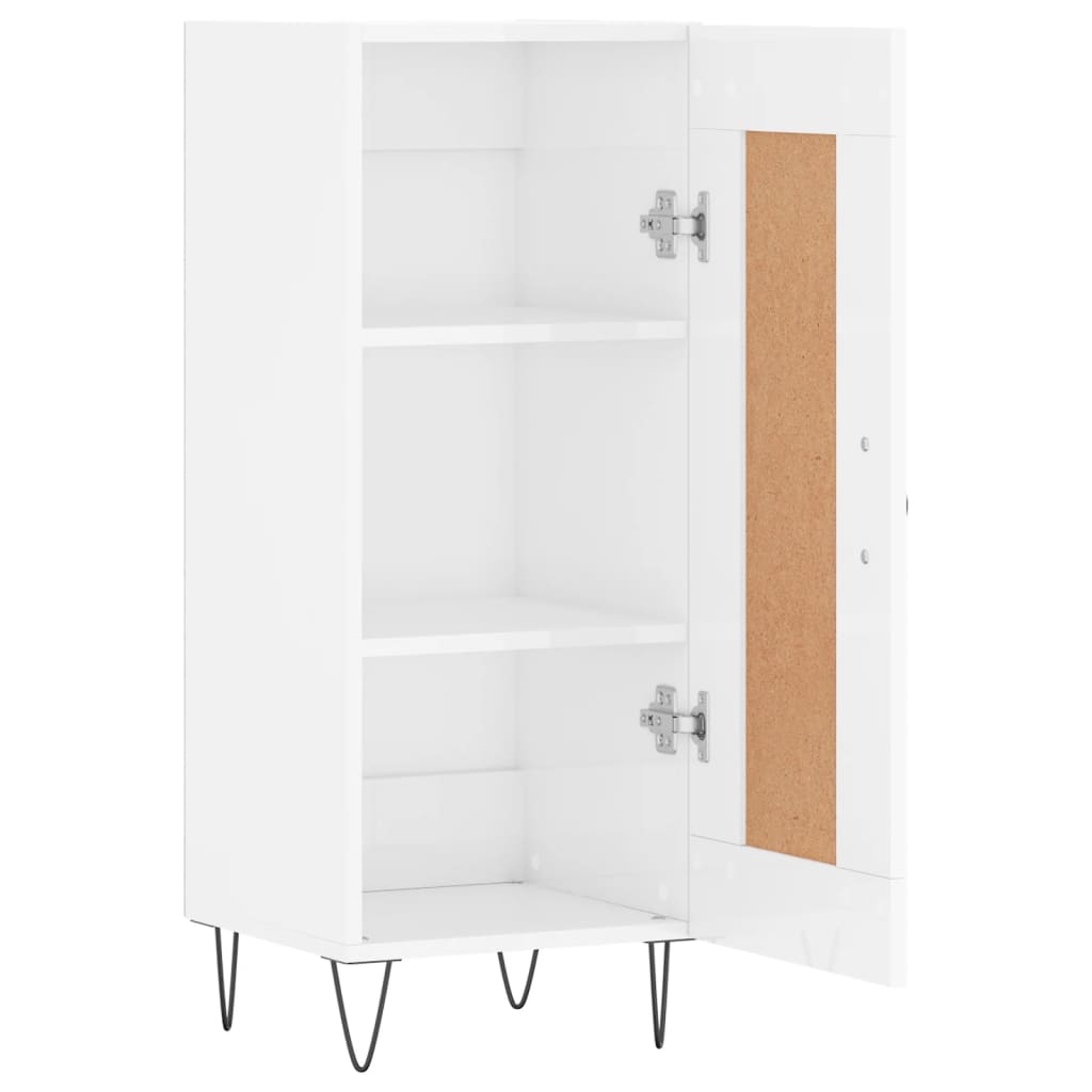 Side cabinet, white, 34.5x34x90cm, engineered wood, high gloss
