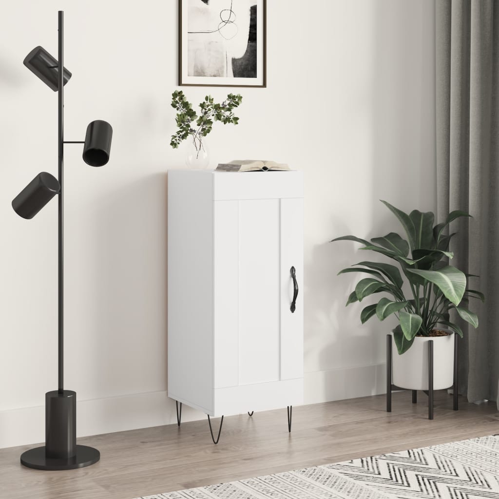 Side cabinet, white, 34.5x34x90cm, engineered wood, high gloss