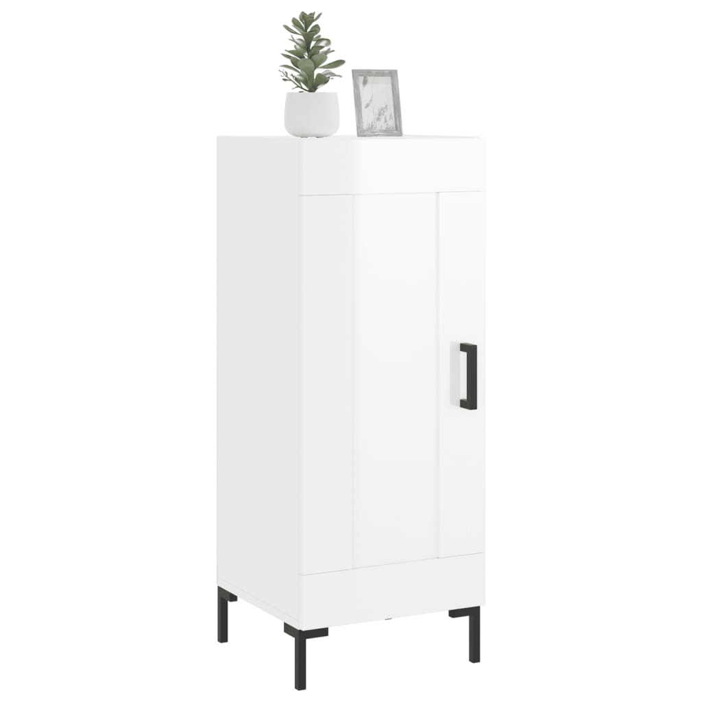 Side cabinet, white, 34.5x34x90cm, engineered wood, high gloss