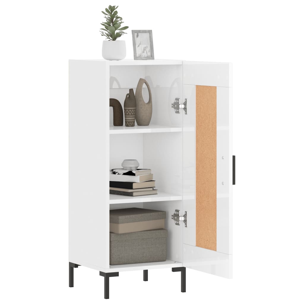 Side cabinet, white, 34.5x34x90cm, engineered wood, high gloss