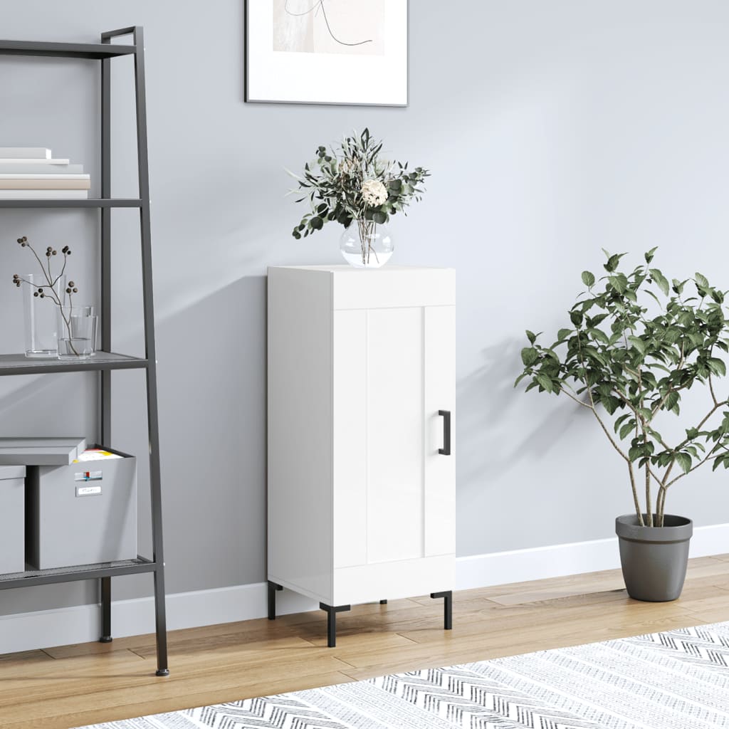 Side cabinet, white, 34.5x34x90cm, engineered wood, high gloss