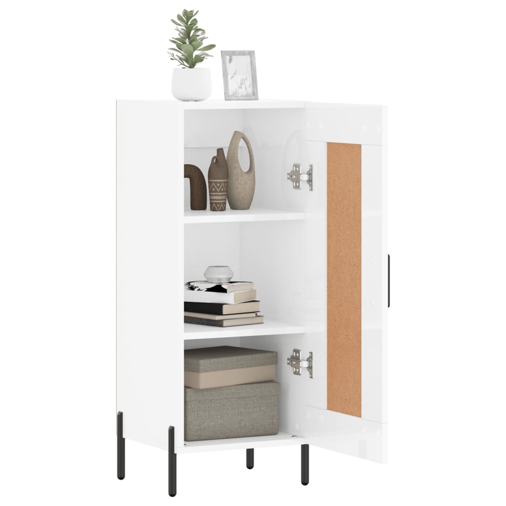 Side cabinet, white, 34.5x34x90cm, engineered wood, high gloss