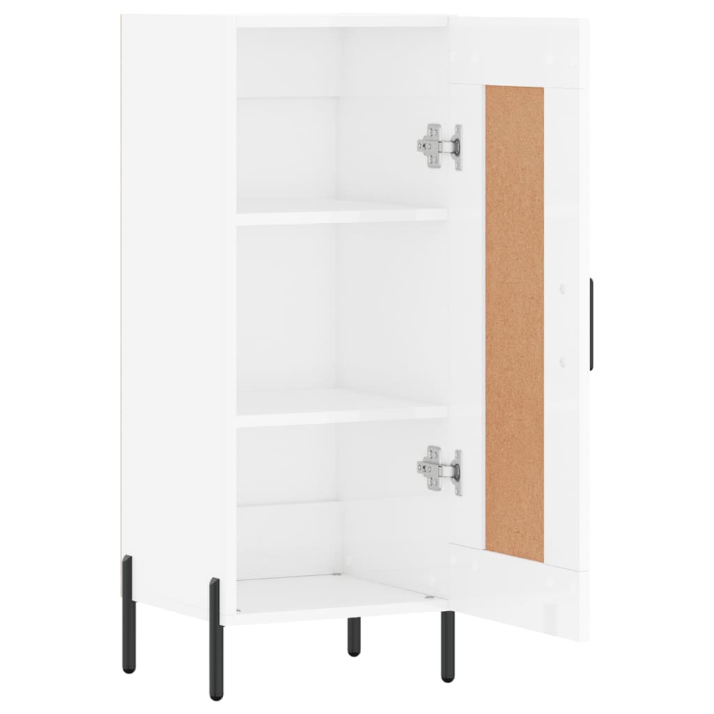 Side cabinet, white, 34.5x34x90cm, engineered wood, high gloss