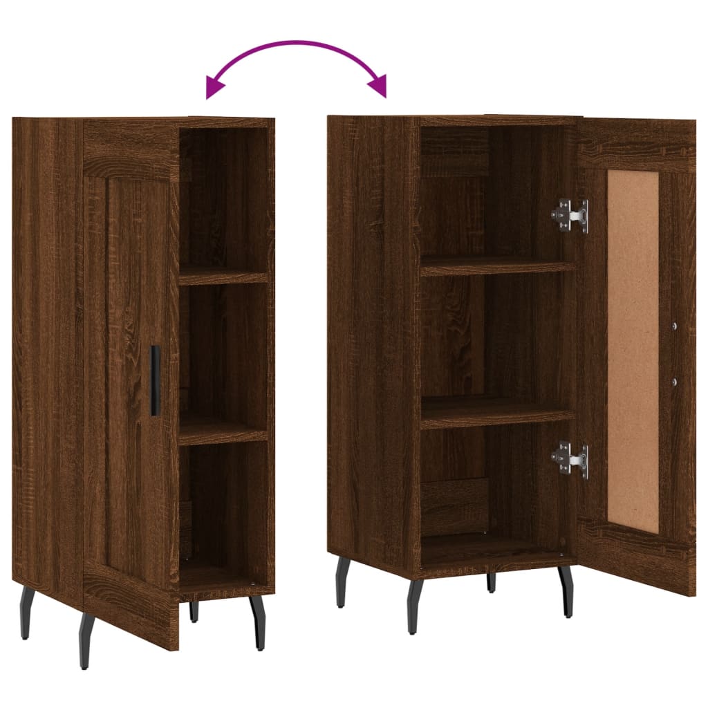 Side cabinet, brown oak, 34.5x34x90cm, engineered wood