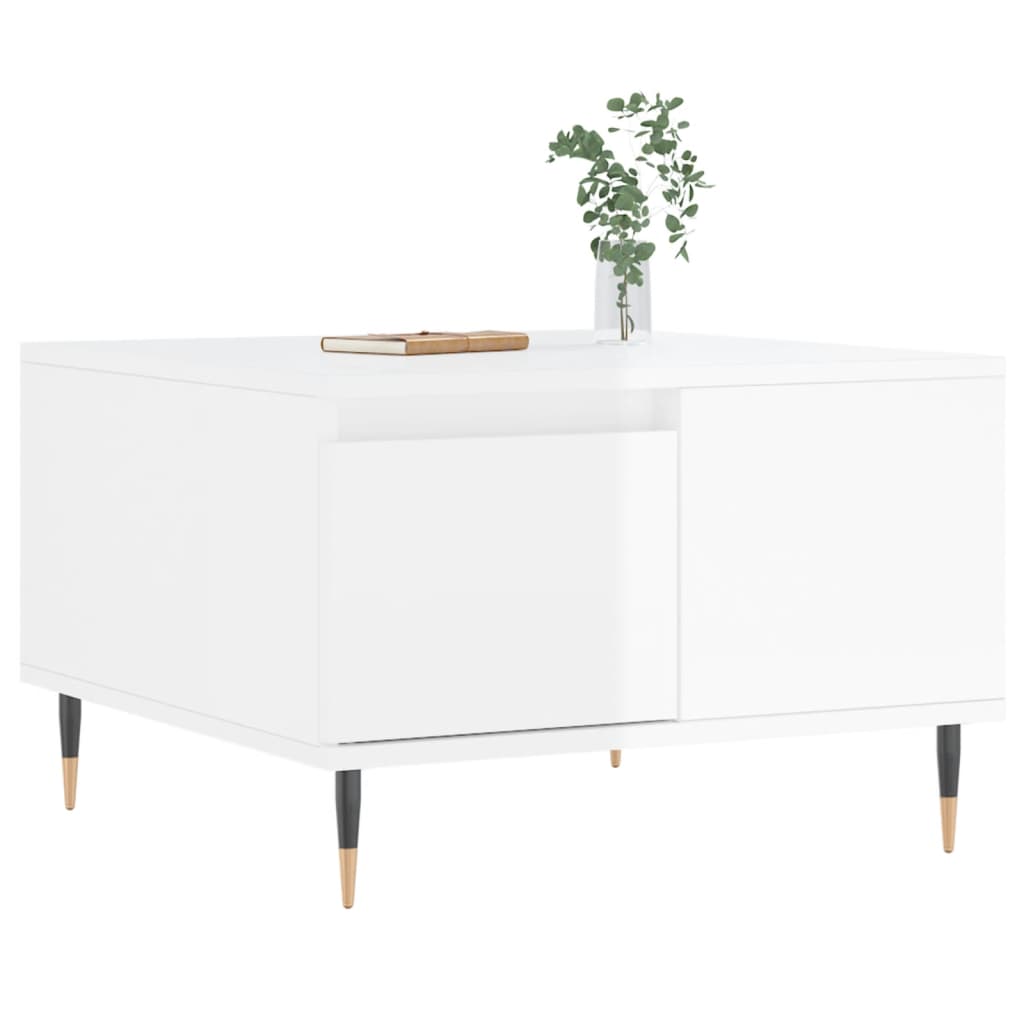 Coffee table, white, 55x55x36.5cm, wood, gloss