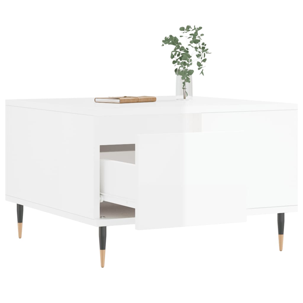 Coffee table, white, 55x55x36.5cm, wood, gloss