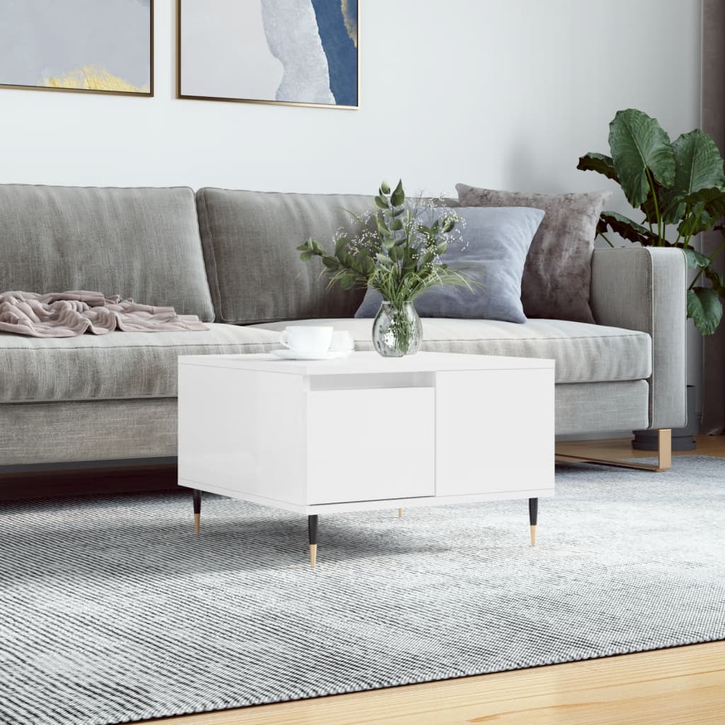 Coffee table, white, 55x55x36.5cm, wood, gloss