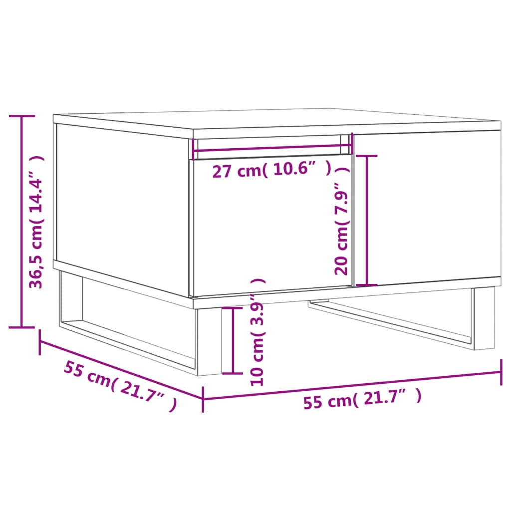 Coffee table, smoky oak, 55x55x36.5cm, engineered wood