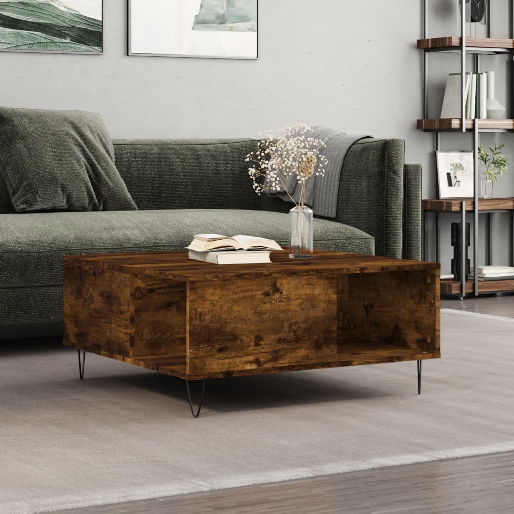 Coffee table, smoky oak, 80x80x36.5cm, engineered wood