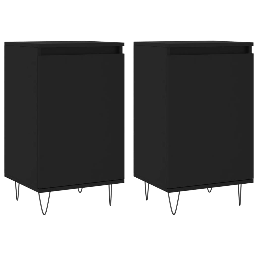 Side tables, 2 pcs, black, 40x35x70cm, engineered wood