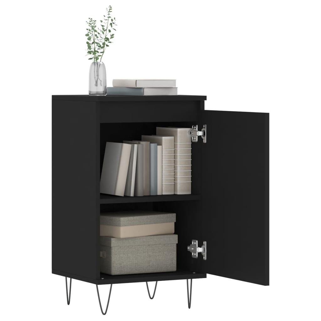 Side tables, 2 pcs, black, 40x35x70cm, engineered wood
