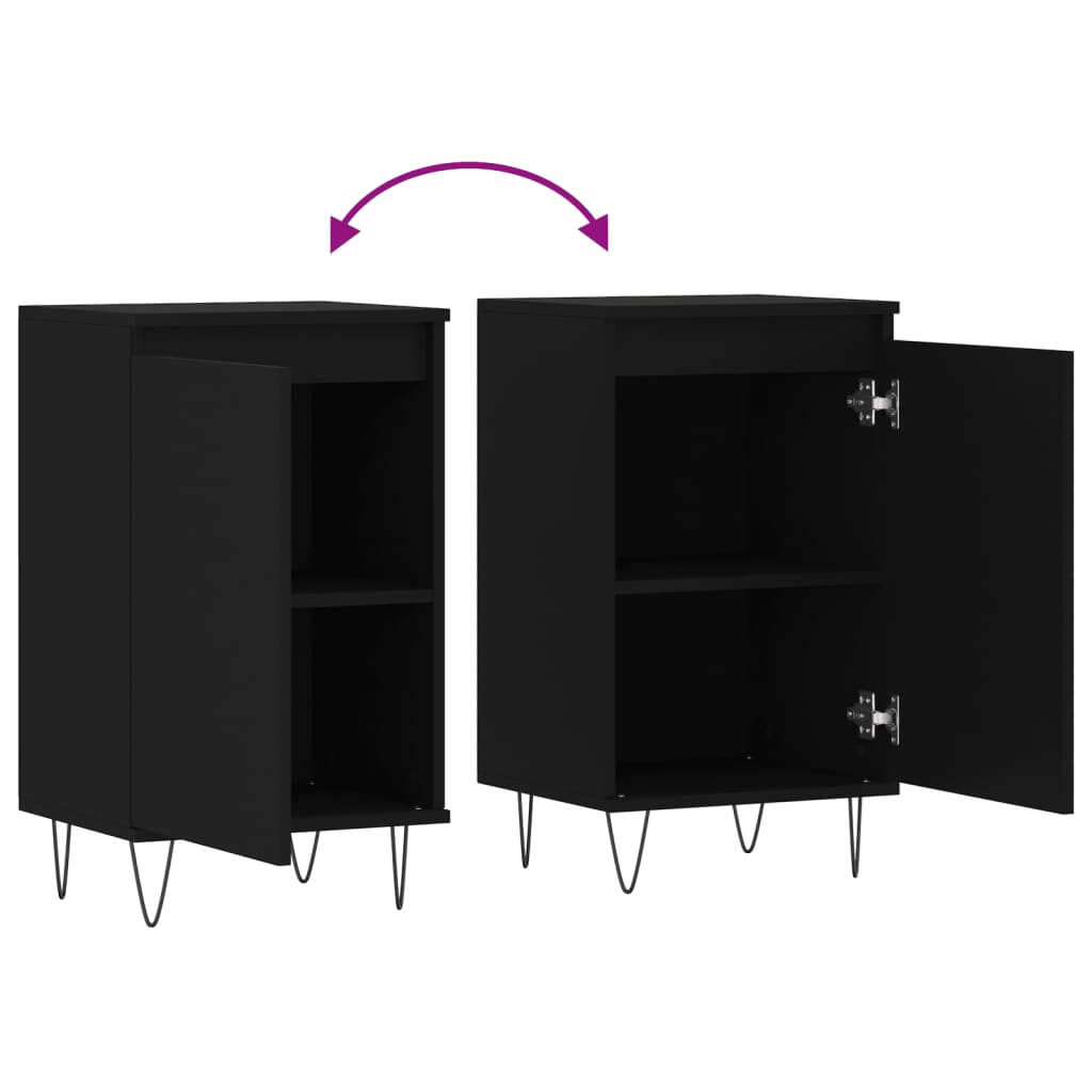 Side tables, 2 pcs, black, 40x35x70cm, engineered wood