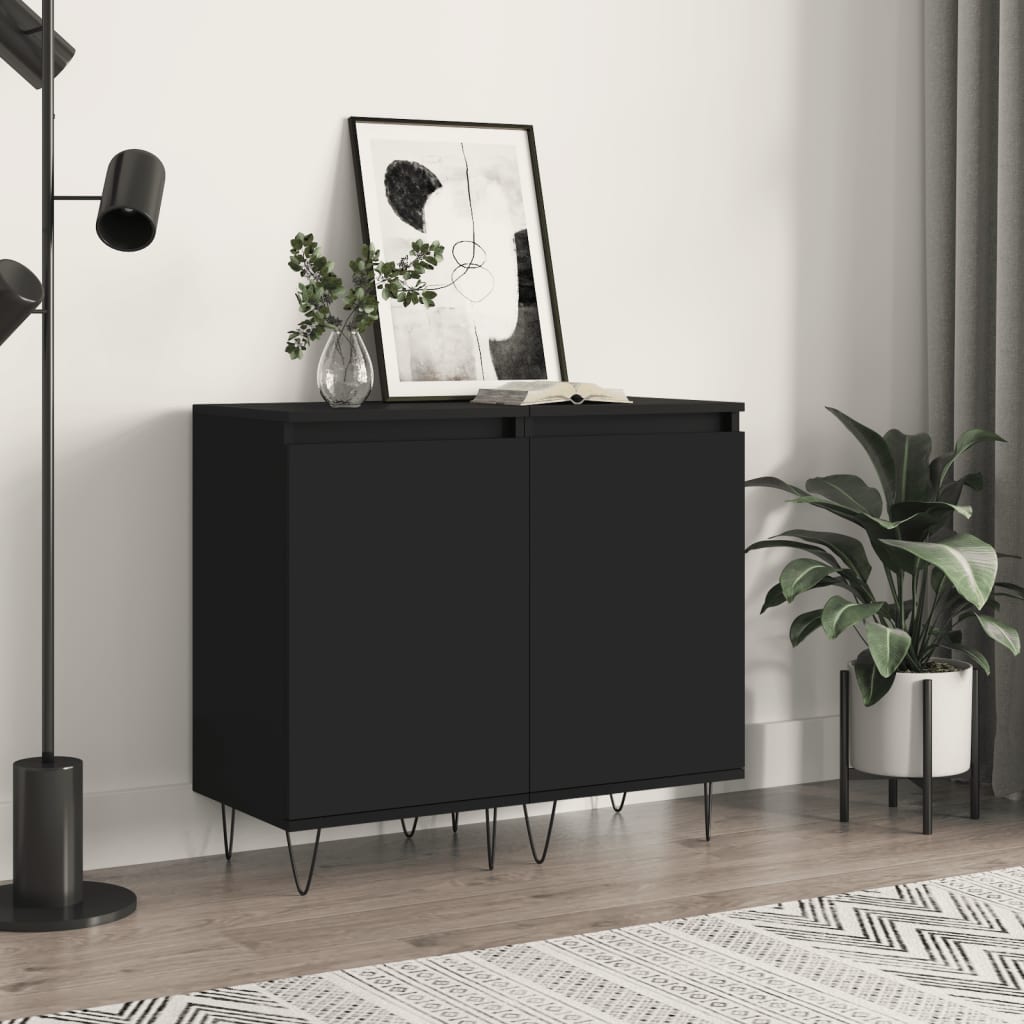 Side tables, 2 pcs, black, 40x35x70cm, engineered wood