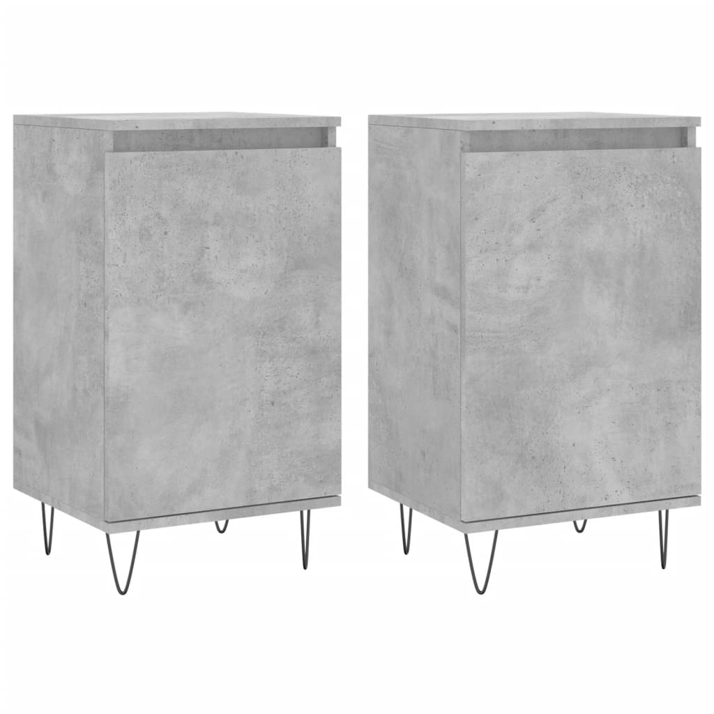 Bedside cabinets, 2 pcs., concrete grey, 40x35x70cm, wood