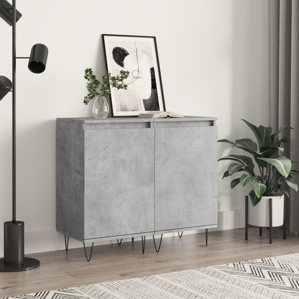 Bedside cabinets, 2 pcs., concrete grey, 40x35x70cm, wood